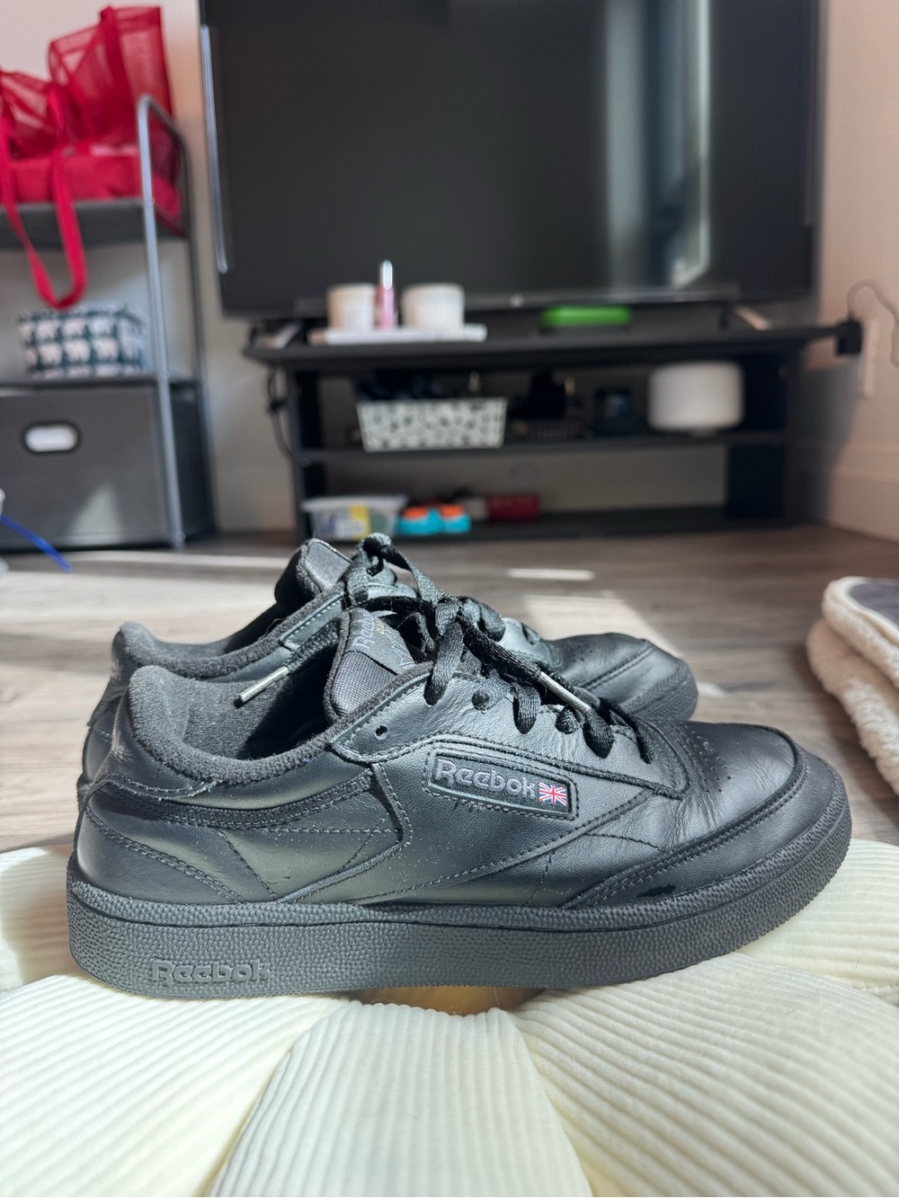 Reebok Club C 85 Black Men's Low-Top Sneakers Size 7.5
